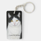 Porte-clés Portrait de chat noir et blanc (Dos)