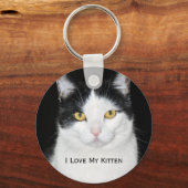 Porte-clés Portrait de chat noir et blanc (Recto)