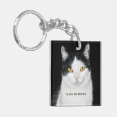 Porte-clés Portrait de chat noir et blanc (Devant gauche)