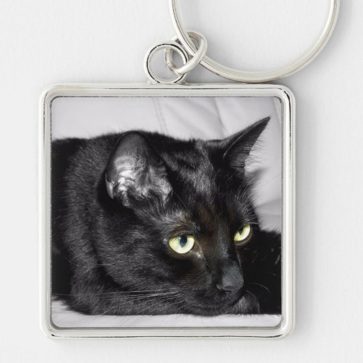 Porte-clés Portrait de chat noir mignon (Devant)