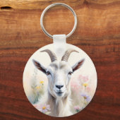 Porte-clés Portrait de chèvre de champ pastel doux (Verso)