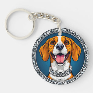 Porte-clés Portrait de chien Beagle mignon pour cadeau d'usag