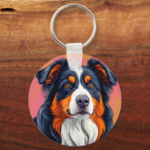 Porte-clés Portrait de chien berger australien Accent quotidi (Verso)