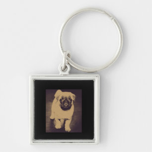 Porte-clés Portrait de chien Carlin mignon