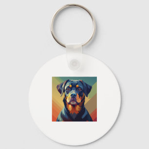Porte-clés Portrait de chien coloré Rottweiler Art Pop Rétro