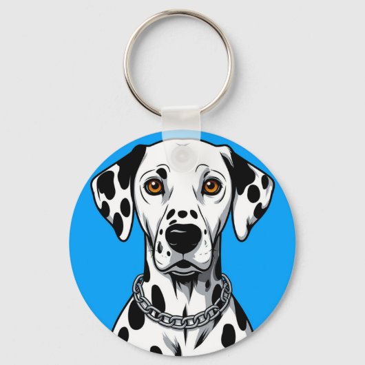 Porte-clés Portrait de chien dalmate avec fond vibrant (Recto)