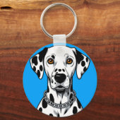 Porte-clés Portrait de chien dalmate avec fond vibrant (Verso)