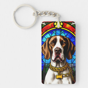 Porte-clés Portrait de chien en verre coloré