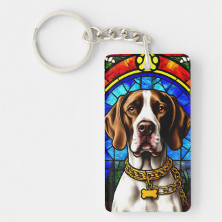 Porte-clés Portrait de chien en verre coloré