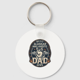 Porte-clés Portrait de chien père Malamute d'Alaska Badge Mon