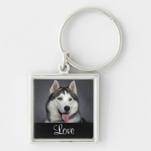 Porte-clés portrait de chiot husky sibérien
