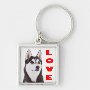 Porte-clés portrait de chiot husky sibérien