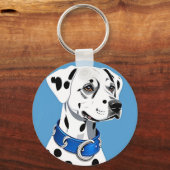 Porte-clés Portrait de Dalmatien avec Collier Bleu (Recto)