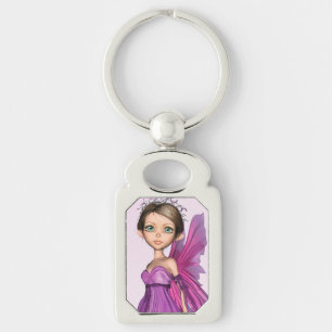 Porte-clés Portrait de fantaisie aux grands yeux de fée rose