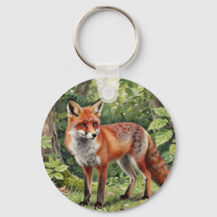 Porte-clés Portrait de faune forestière du renard roux
