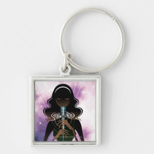 Porte-clés Portrait de femme tenant le microphone