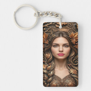 Porte-clés Portrait de forêt élégant en art bronze embouti
