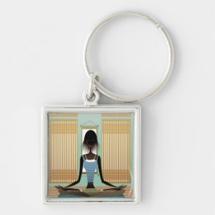 Porte-clés Portrait de jeune femme faisant le yoga