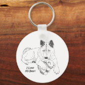 Porte-clés portrait de mignonne akita avec chien ours en pelu (Recto)