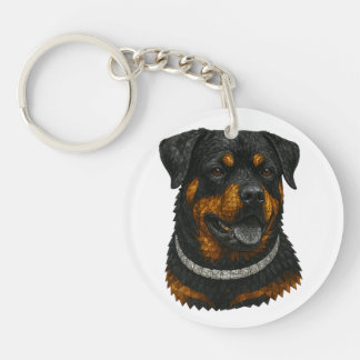 Porte-clés Portrait de Rottweiler en mosaïque de pierres préc
