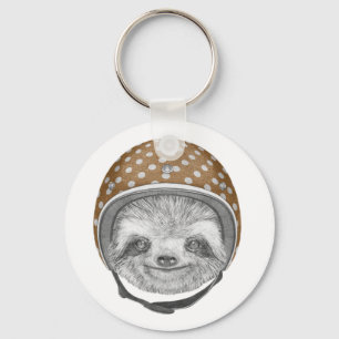 Porte-clés Portrait De Sloth Casque moto