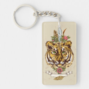 Porte-clés Portrait de style de Boho de tigre