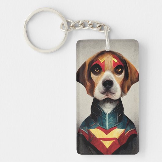 Porte-clés Portrait de Superhero Dog | (Devant)