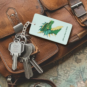 Porte-clés Portrait de tête de dragon vert émeraude Fantastiq