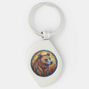 Porte-clés Portrait d'ours coloré dans un art de vitrail