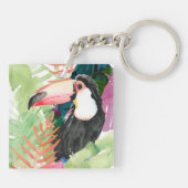 Porte-clés Portrait du Toucan avec Feuilles tropicaux (Dos)