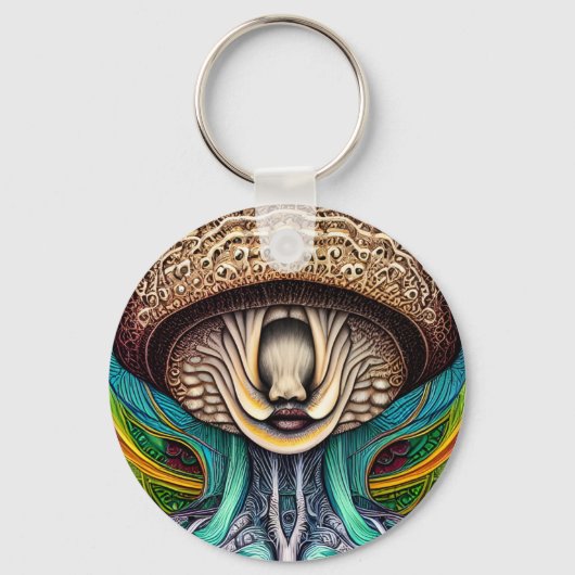 Porte-clés Portrait d'un champignon avec des caractéristiques (Recto)
