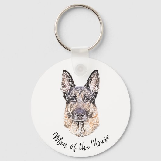 Porte-clés Portrait d'un chien berger allemand Sketched Art (Recto)