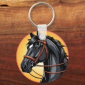 Porte-clés Portrait élégant de cheval noir (Recto)
