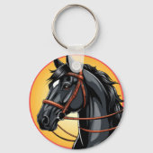 Porte-clés Portrait élégant de cheval noir (Verso)