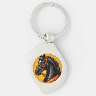 Porte-clés Portrait élégant de cheval noir