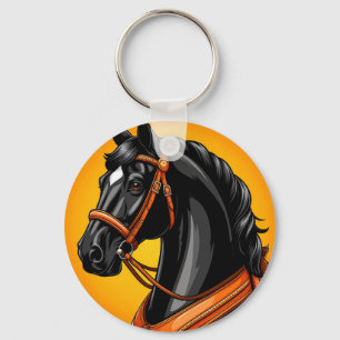 Porte-clés Portrait élégant de cheval noir