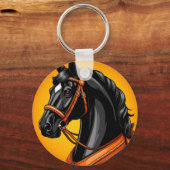 Porte-clés Portrait élégant de cheval noir (Verso)