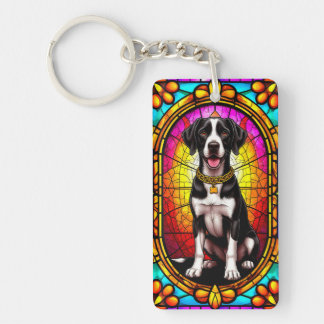 Porte-clés Portrait en verre de chien d'artiste