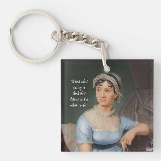Porte-clés Portrait et citation de Jane Austen (Devant)