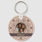 Porte-clés Portrait familial personnalisé Neutres chauds Mand (Recto)
