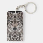 Porte-clés Portrait géométrique Wolf Lone (Dos)