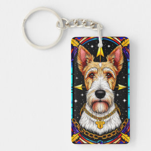 Porte-clés Portrait majestueux de chien dans le style du vitr