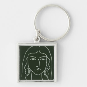 Porte-clés Portrait malachite avec cheveux longs