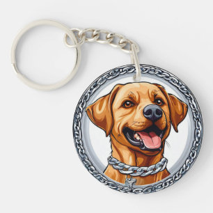 Porte-clés Portrait Mignon de Labrador Jaune, Cadeau pour les
