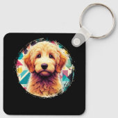 Porte-clés Portrait mignon Goldendoodle Chien sur Doodle Doré (Dos)