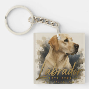 Porte-clés Portrait Moderne de Labrador Retriever Jaune Fidèl
