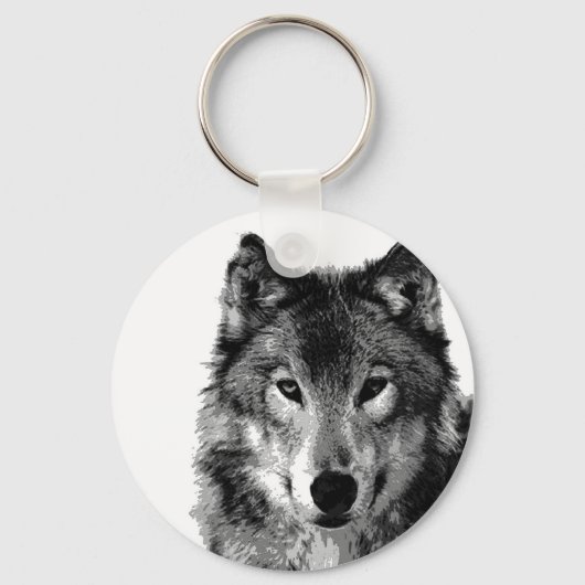 Porte-clés Portrait noir et blanc Wolf (Recto)