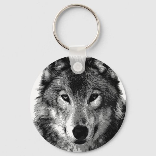 Porte-clés Portrait noir et blanc Wolf (Recto)