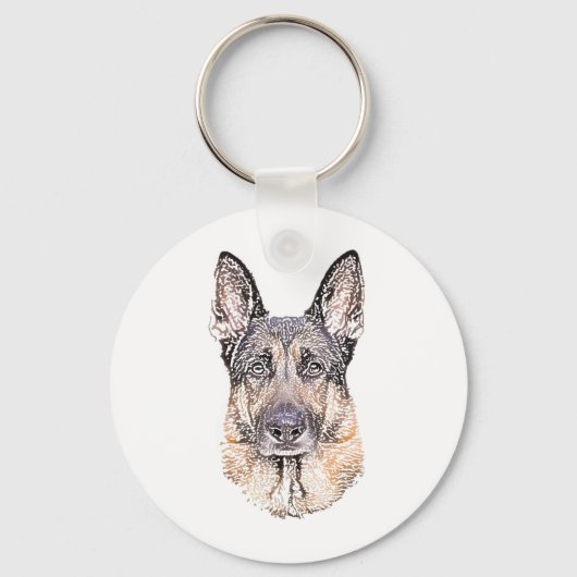 Porte-clés Portrait of a German Shepherd Dog Sketched Art (Recto)