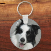 Porte-clés Portrait photo Collie Bordure (Recto)